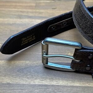 ARIAT‎ Mens Genuine Leather Belt Dark Brown Silver Buckle Size 40 A10004630